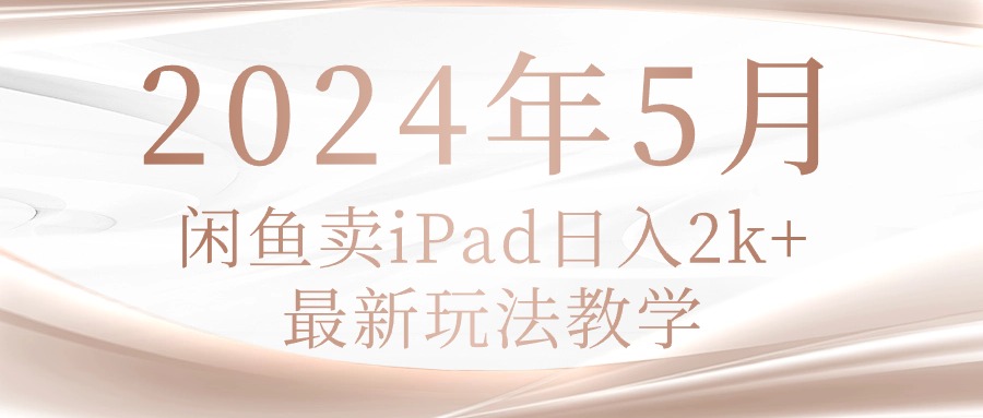 （10459期）2024年5月闲鱼卖ipad日入2k，最新玩法教学-派资源