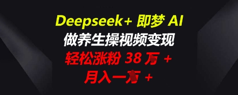 Deepseek+即梦AI，做养生操视频变现，轻松涨粉38W+，月入一W+-派资源