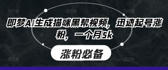 即梦AI生成猫咪黑帮视频，迅速起号涨粉，一个月5k-派资源