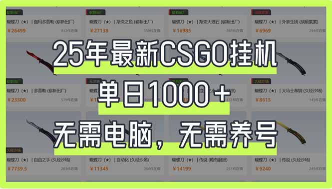 （14178期）25年最新CSGO挂机系统，单日1000+，无需电脑，无需养号，0基础可上手-派资源