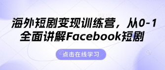 海外短剧变现训练营，从0-1全面讲解Facebook短剧-派资源