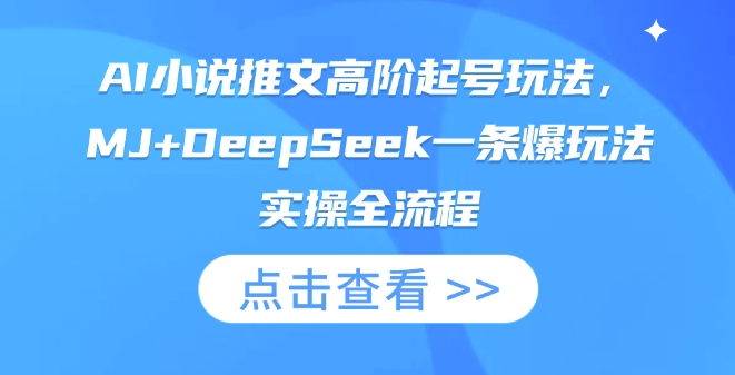 AI小说推文高阶起号玩法，MJ+DeepSeek一条爆玩法实操全流程-派资源