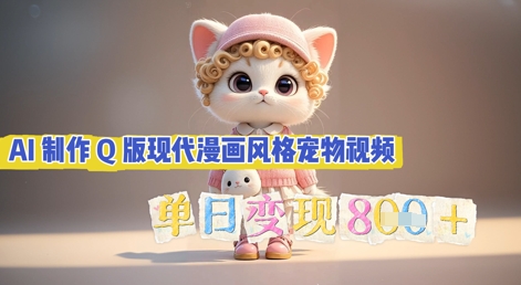 AI制作Q版现代漫画风格宠物视频，单日变现几张-派资源