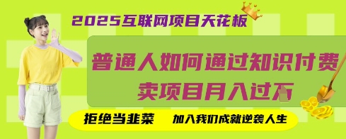 2025互联网项目天花板，普通人如何通过知识付费卖项目月入过W，拒绝当韭菜【揭秘】-派资源