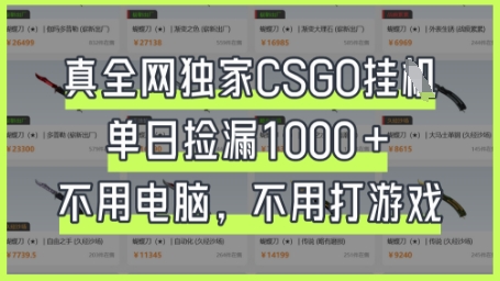 真全网独家CSGO挂G，单日捡漏1k+【揭秘】-派资源