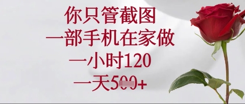 你只管截图，一部手机在家操作，一小时120.一天5张【揭秘】-派资源
