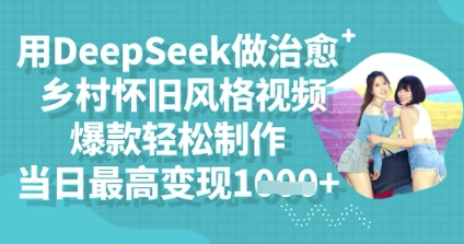 用DeepSeek做治愈乡村怀旧风格视频，爆款轻松制作，当日最高变现多张-派资源